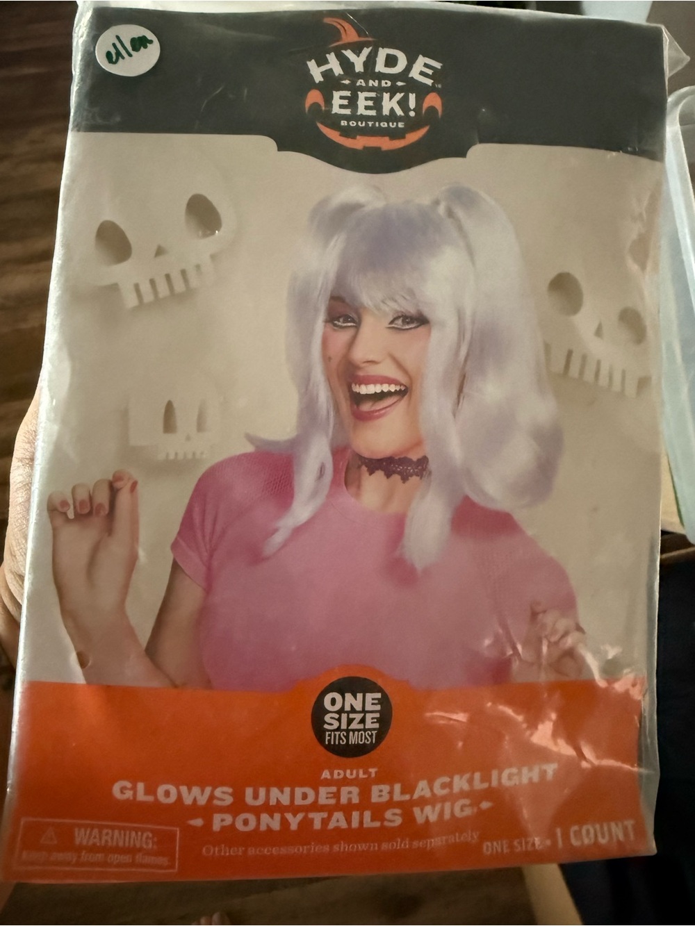 Hyde & Eek! White Ponytails Wig — Glows Under Blacklight, One Size